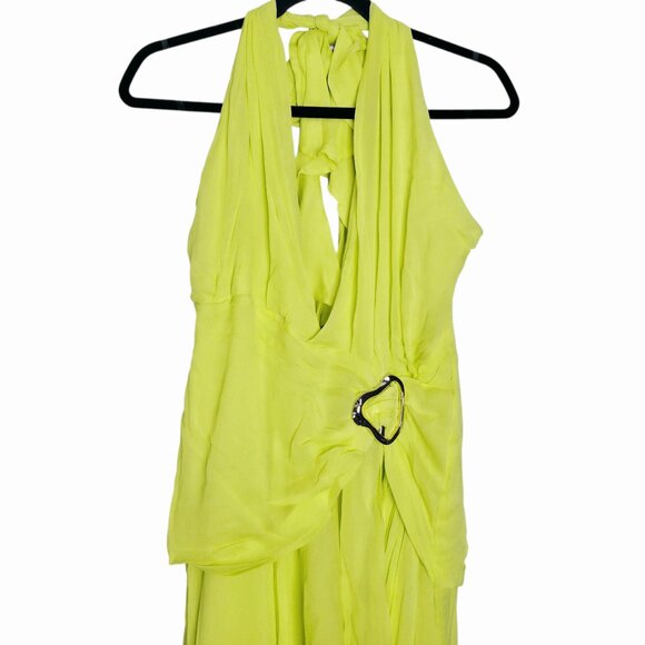 House of CB Olessia Acid Lime Backless Halter Maxi Dress Size L+ XL - Picture 6 of 13